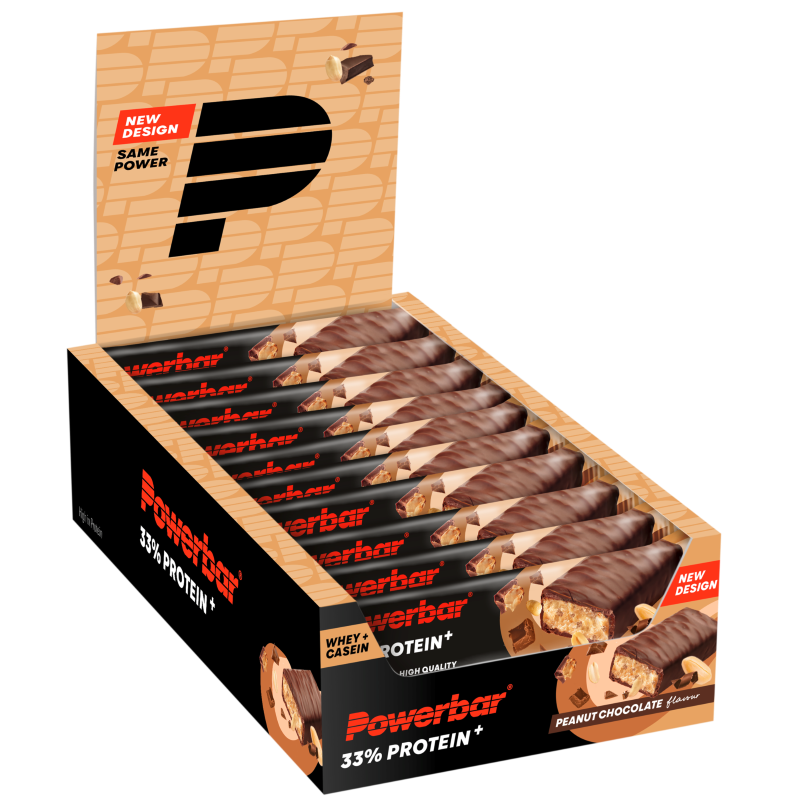 Powerbar 33% Protein+ Bar - 10 x 90 gr - Pinda Chocolade