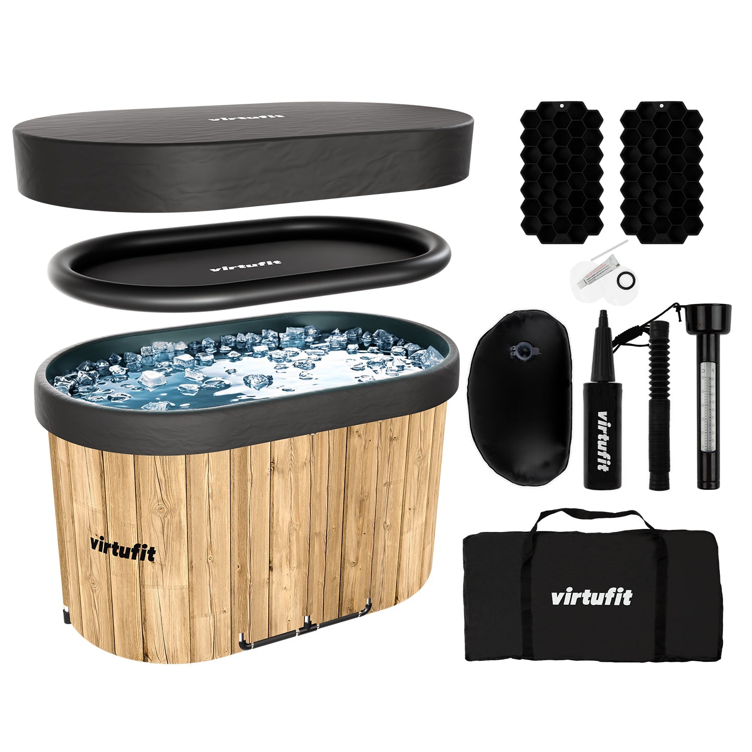 VirtuFit IJsbad Ovaal - Wood Look - 500 Liter - Inclusief accessoires - Tweedekans