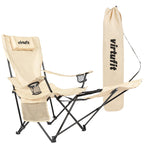 VirtuFit Opvouwbare Camping Stoel met Voetsteun - Strandstoel - Beige - Tweedekans