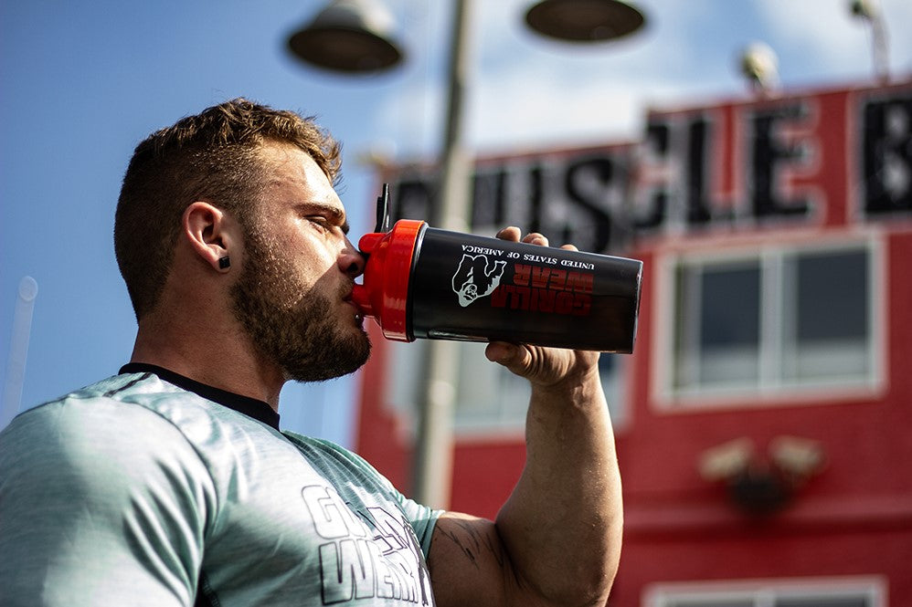 Gorilla Wear Shake Beker XXL - 1000 ml - Zwart/Legergroen