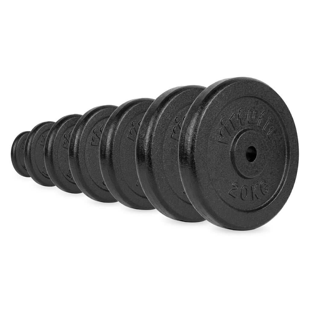 VirtuFit Gietijzeren Halterschijf - Halter gewicht - 30 mm - 1,25 kg - Zwart