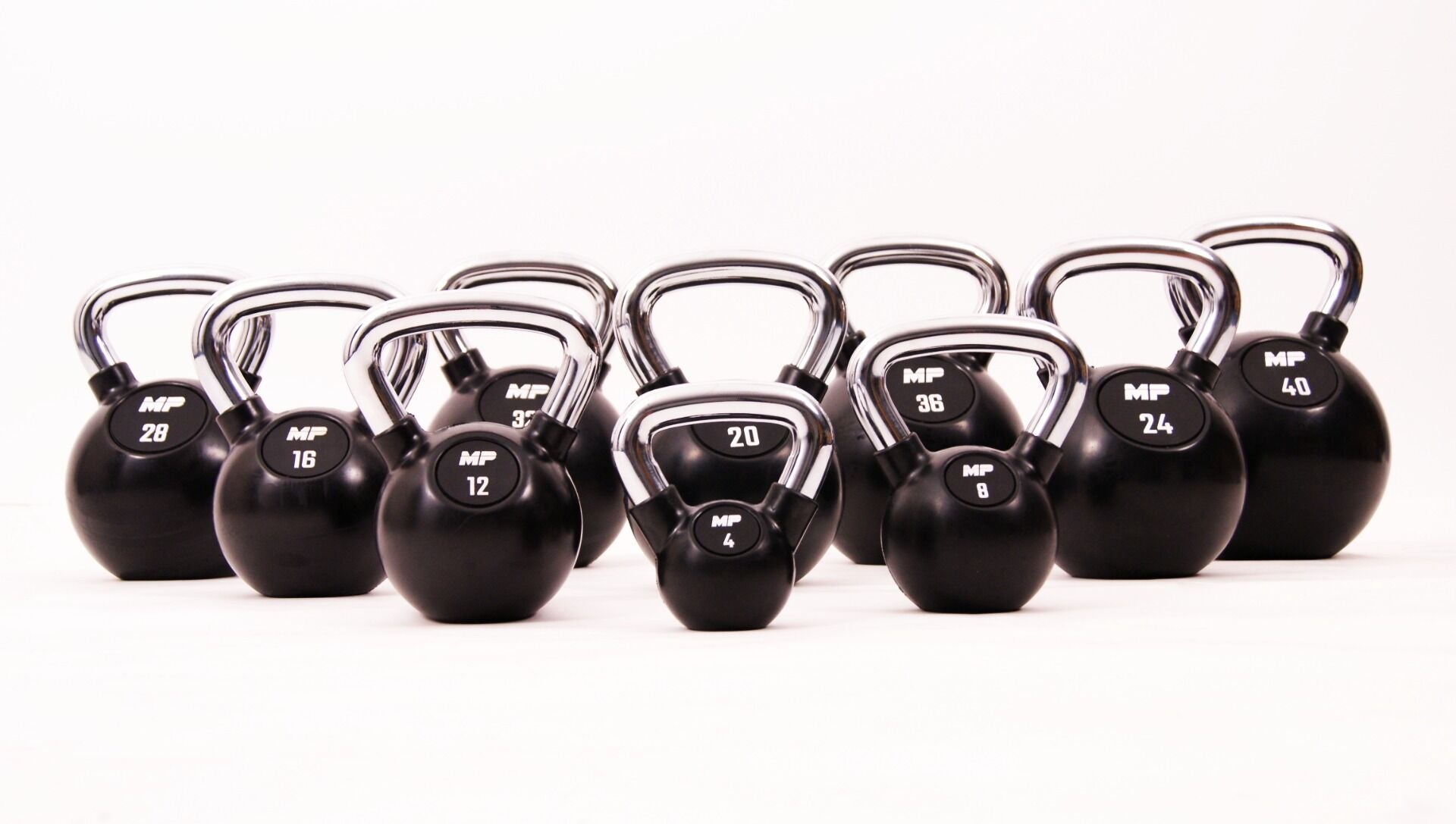 Muscle Power Rubberen Kettlebell - Zwart - 16 kg