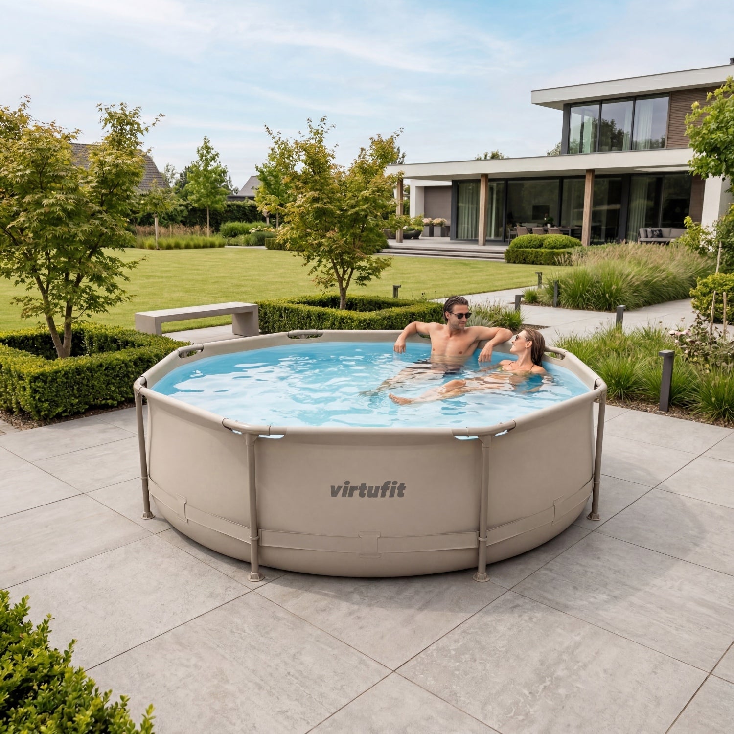 VirtuFit Zwembad Rond Ø305 x 76 cm - Beige - Compleet Pakket