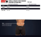 Gorilla Wear Halterriem - 6 Inch Padded Leren Lifting Belt - Zwart