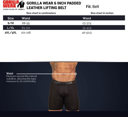 Gorilla Wear Halterriem - 6 Inch Padded Leren Lifting Belt - Bruin