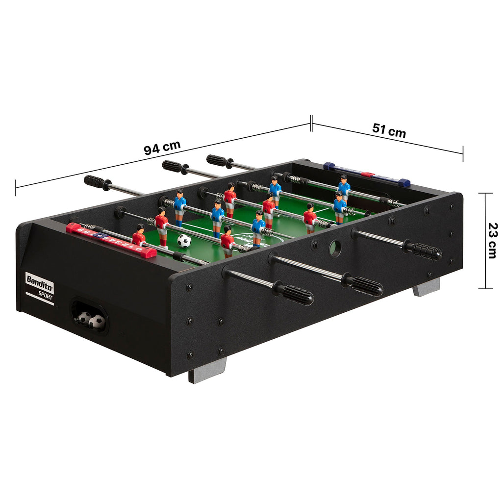Bandito Mini Tafelvoetbal met Telescopische Stangen - Zwart