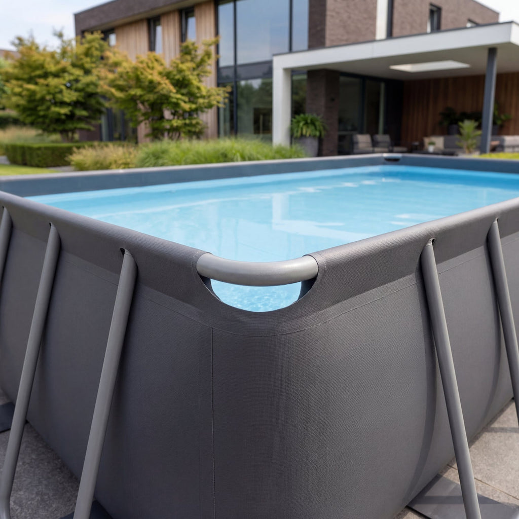 VirtuFit Rechthoekig Zwembad 400 x 200 x 122 cm - Antraciet - Inclusief Filterpomp