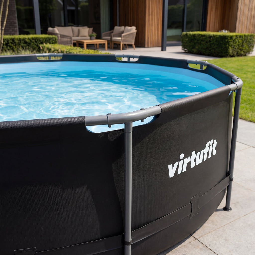 VirtuFit Zwembad Rond Ø366 x 100 cm - Antraciet - Compleet Pakket