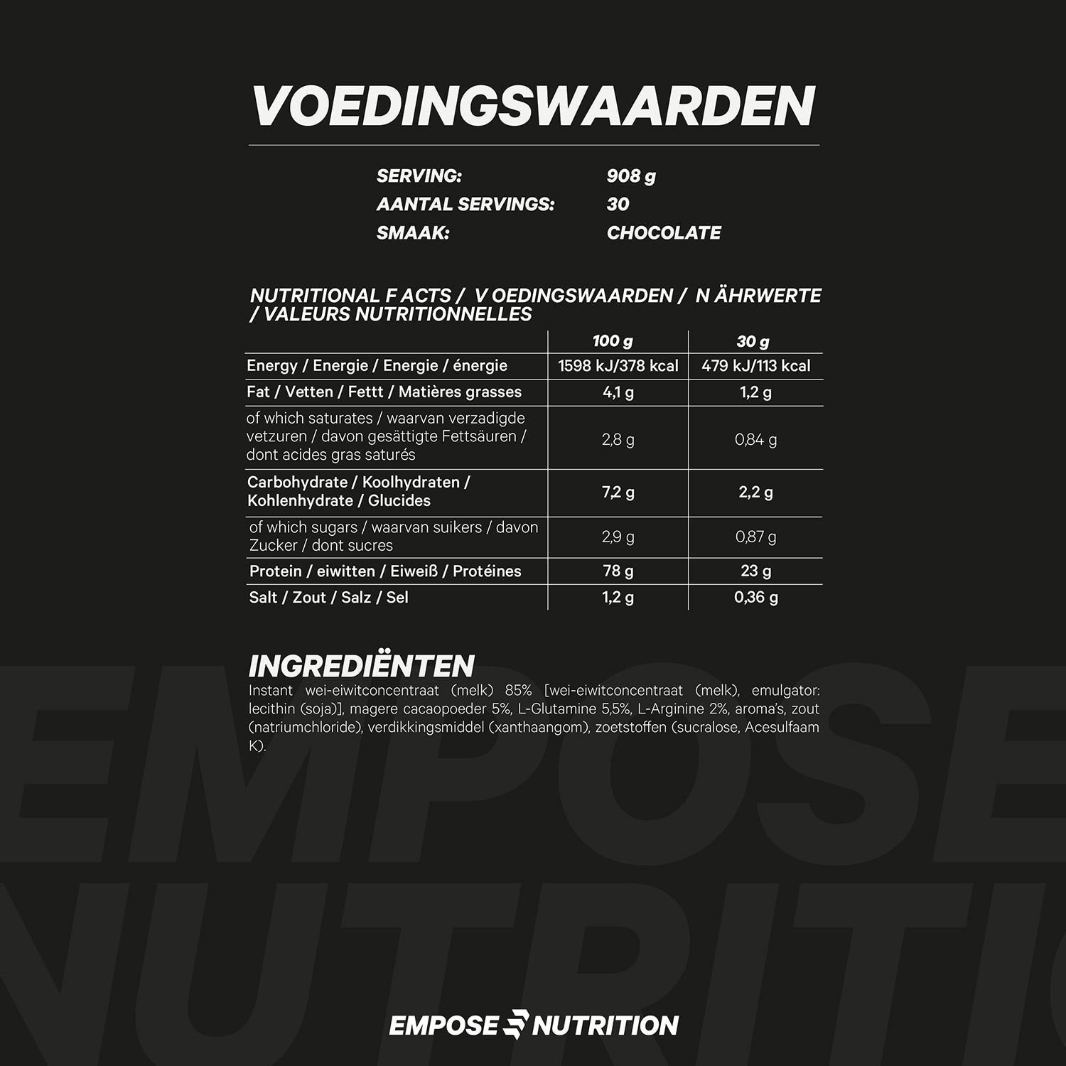 Empose Nutrition Whey Protein - Eiwit poeder - Chocolade - 908 gram