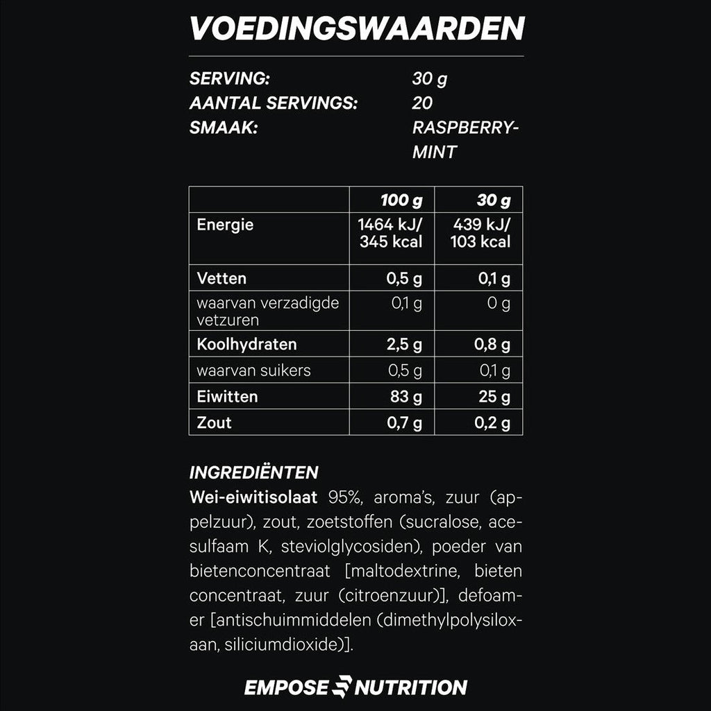 Empose Nutrition Water Clear Isolate - Eiwit Poeder - Protein Combi-Deal - Raspberry Mint - Tropical