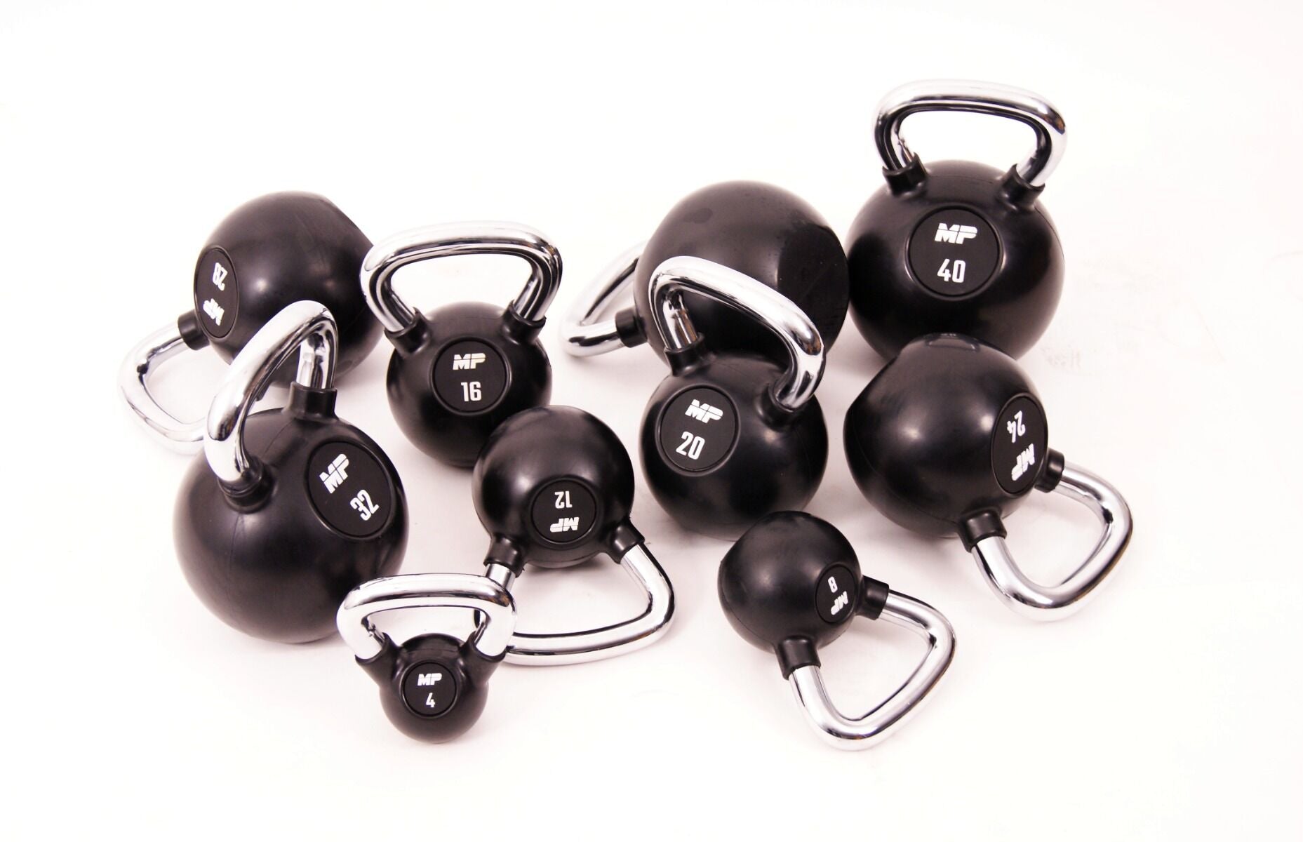 Muscle Power Rubberen Kettlebell - Zwart - 16 kg