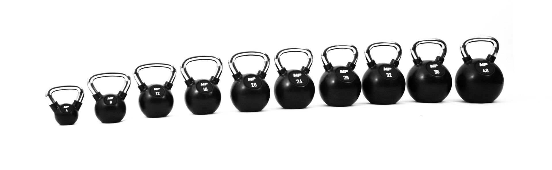 Muscle Power Rubberen Kettlebell - Zwart - 32 kg
