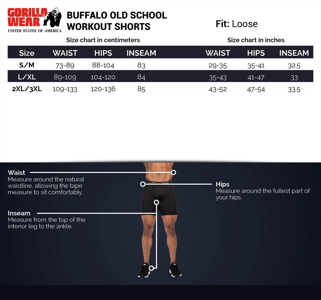 Gorilla Wear Buffalo Old School Workout Shorts - Zwart/Grijs