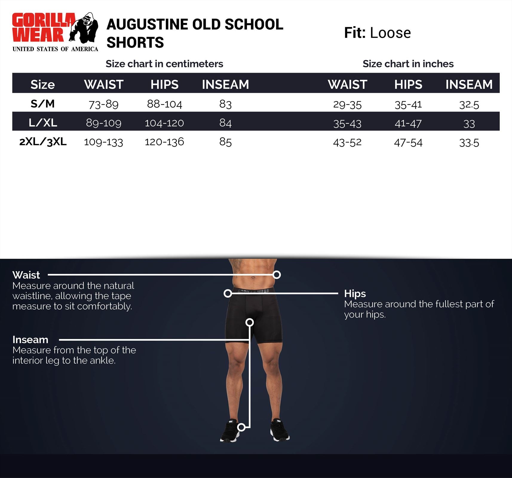 Gorilla Wear Augustine Old School Shorts - Zwart