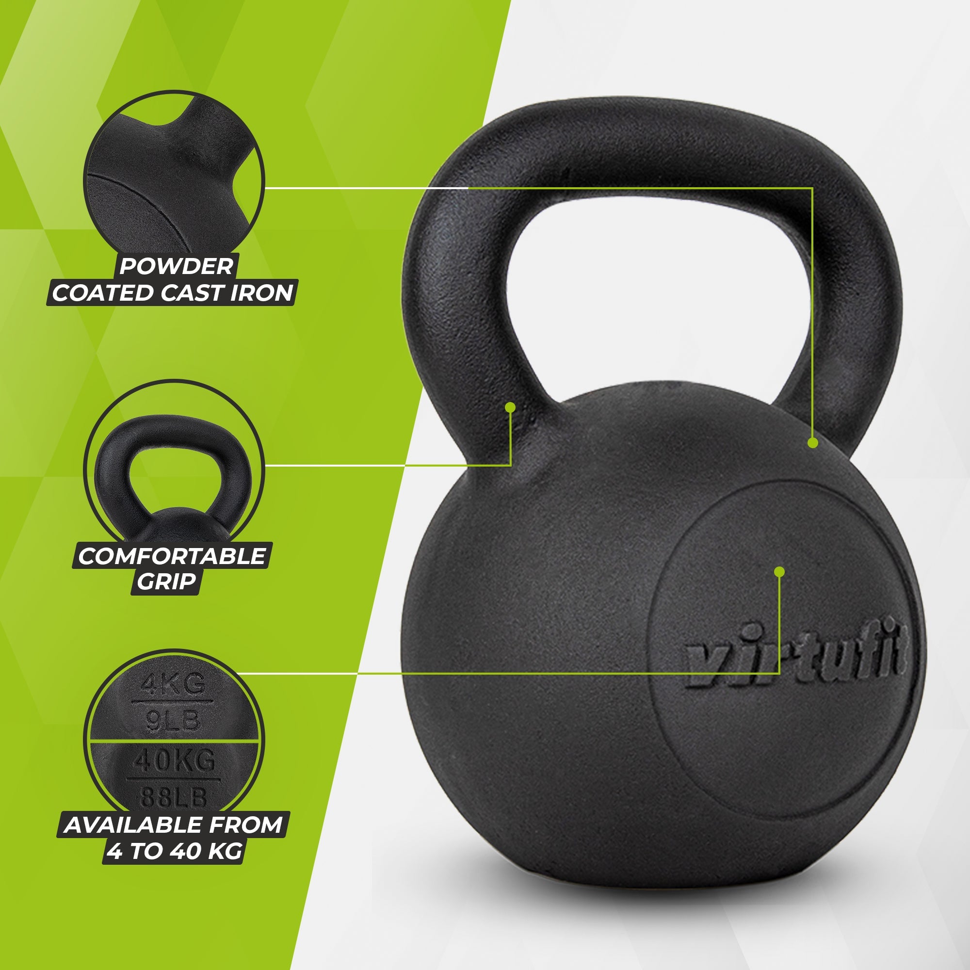 VirtuFit Kettlebell Pro - Kettle Bell - Gietijzer - 20 kg
