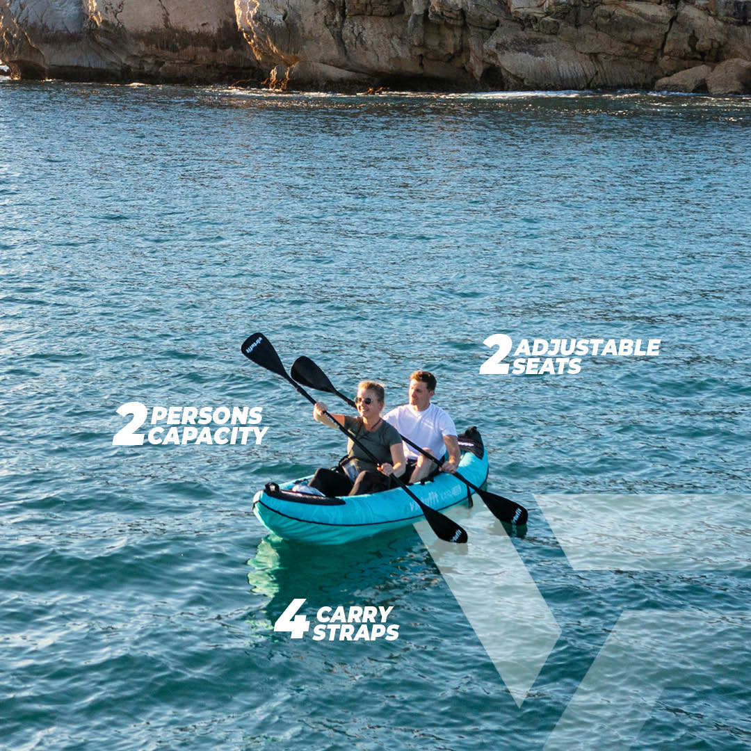 VirtuFit Kayak 335 - Turquoise - Met Kajak zitjes en draagtas