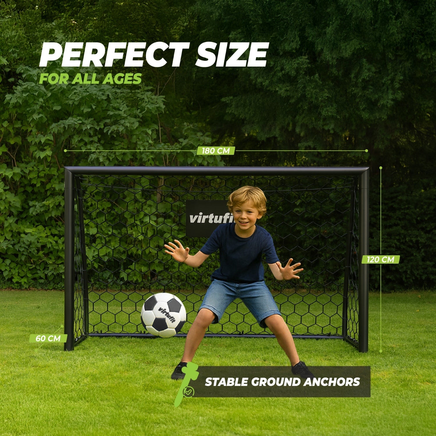 VirtuFit Voetbaldoel Premium - Heavy Duty Voetbal Goal - 180 x 120 x 60 - Tweedekans