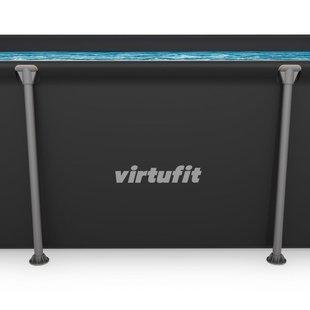 VirtuFit Rechthoekig Zwembad - 260 x 180 x 66 cm - Antraciet - Inclusief Filterpomp