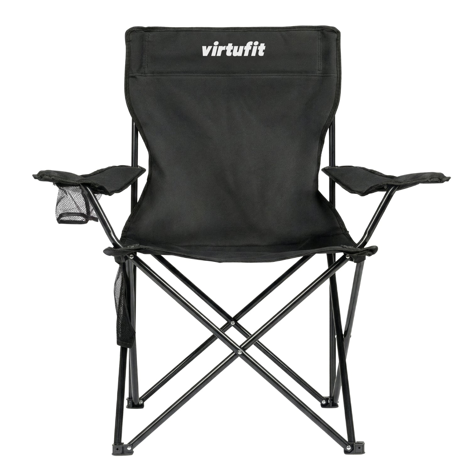 VirtuFit Opvouwbare Camping Stoel - Strandstoel - Zwart
