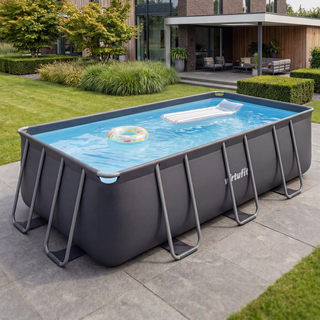 VirtuFit Rechthoekig Zwembad 400 x 200 x 122 cm - Antraciet