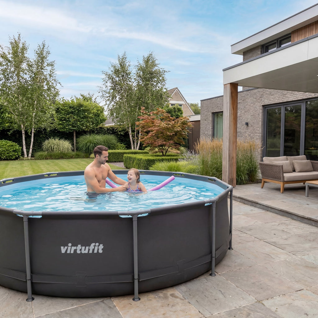 VirtuFit Rond Zwembad - Ø305 x 76 cm - Antraciet - Inclusief Filterpomp