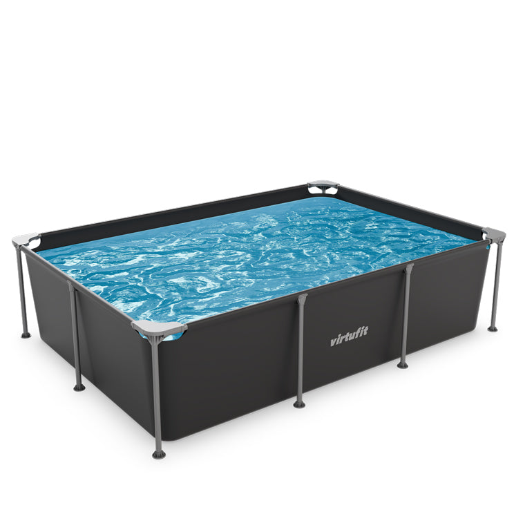 VirtuFit Rechthoekig Zwembad - 260 x 180 x 66 cm - Antraciet - Compleet Pakket