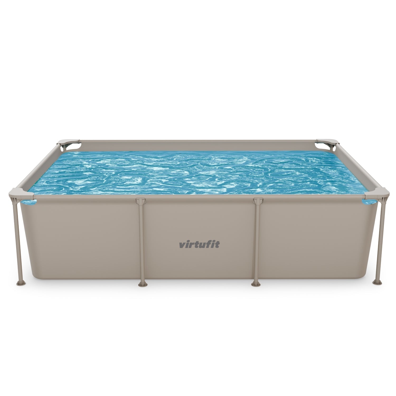 VirtuFit Rechthoekig Zwembad - 260 x 180 x 66 cm - Beige - Inclusief Filterpomp