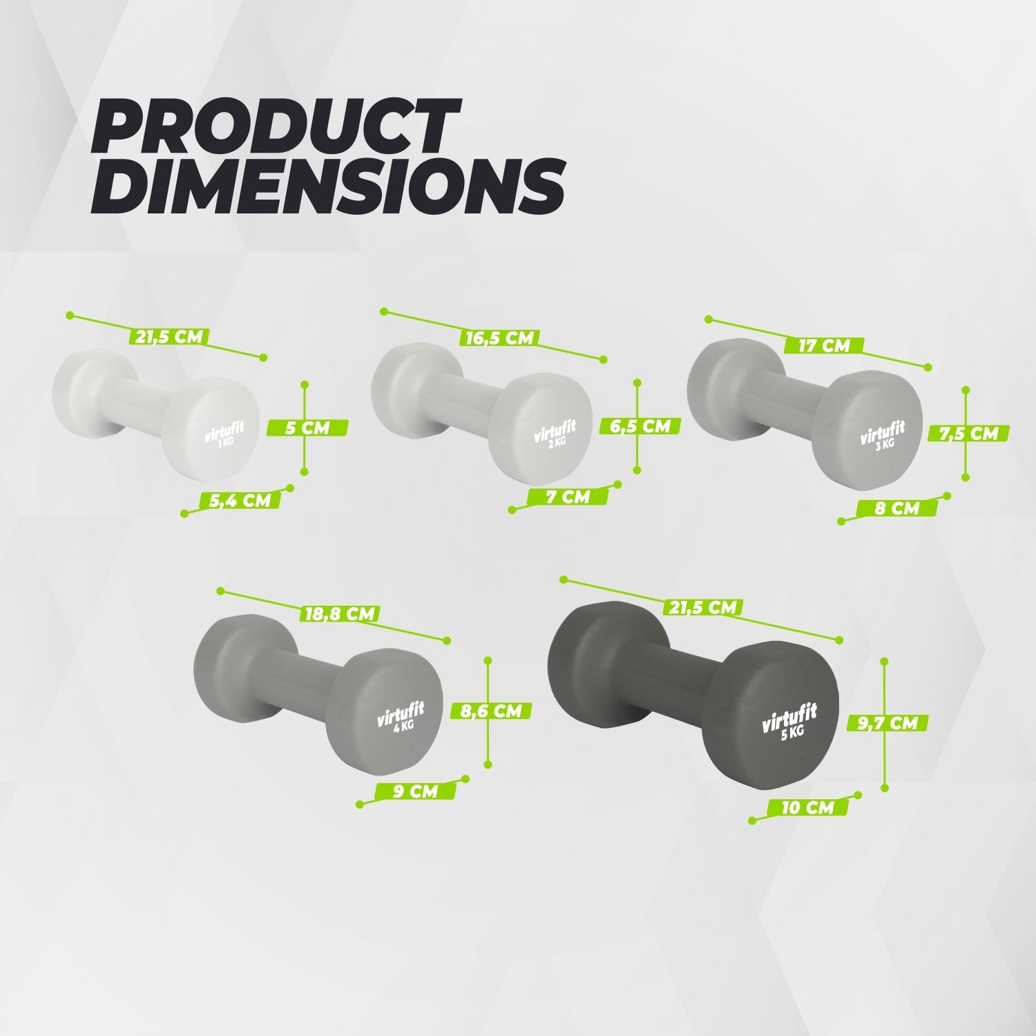 VirtuFit Vinyl Dumbbell Set Pro - 2 x 5 kg