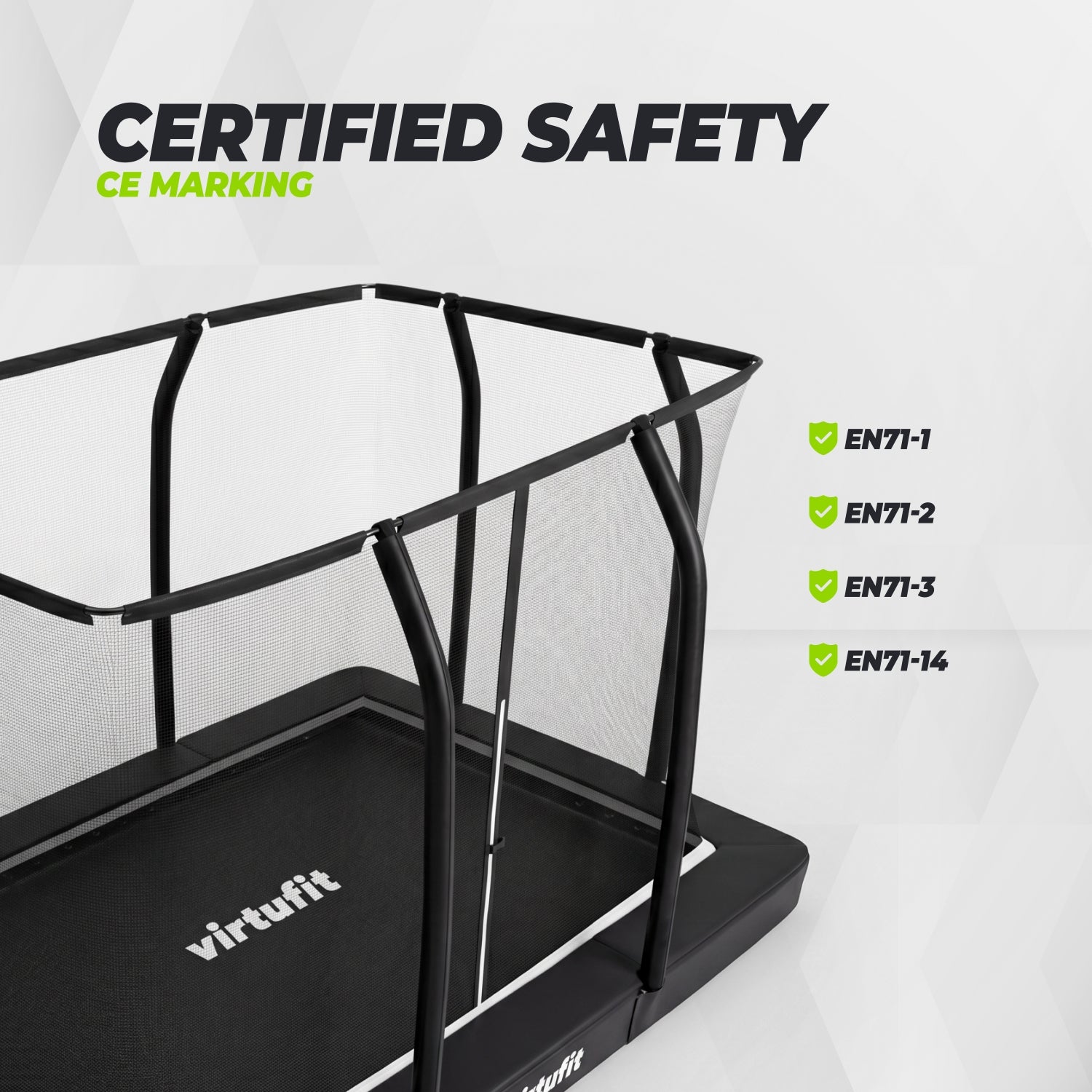 VirtuFit Premium Inground Trampoline met Veiligheidsnet - Zwart - 244 x 366 cm
