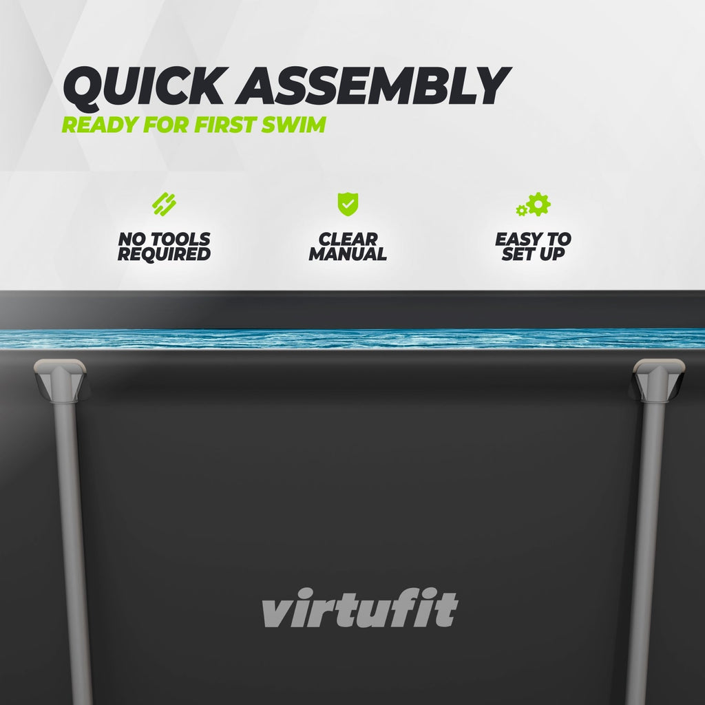 VirtuFit Rechthoekig Zwembad - 260 x 180 x 66 cm - Antraciet