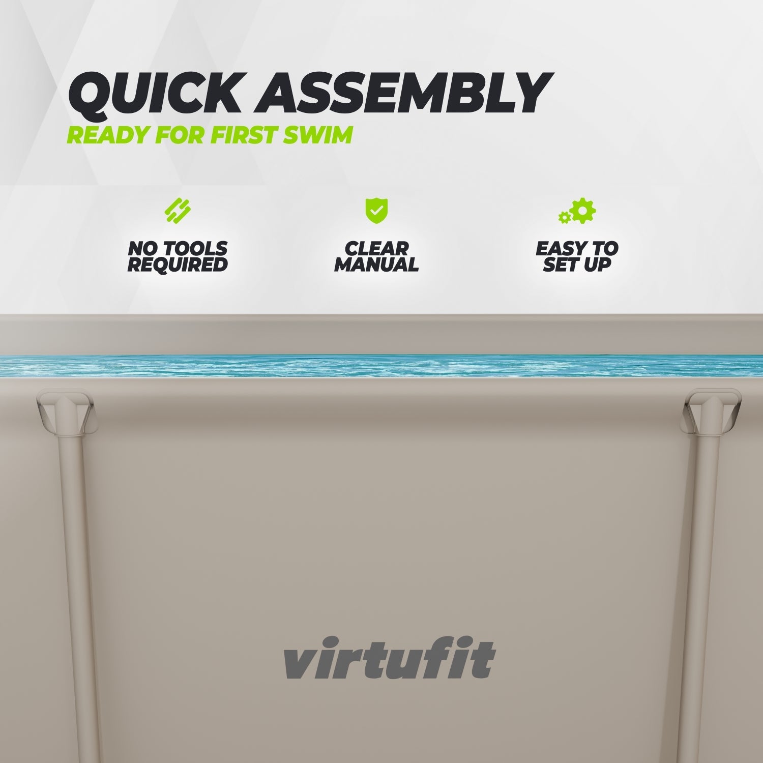 VirtuFit Rechthoekig Zwembad - 260 x 180 x 66 cm - Beige